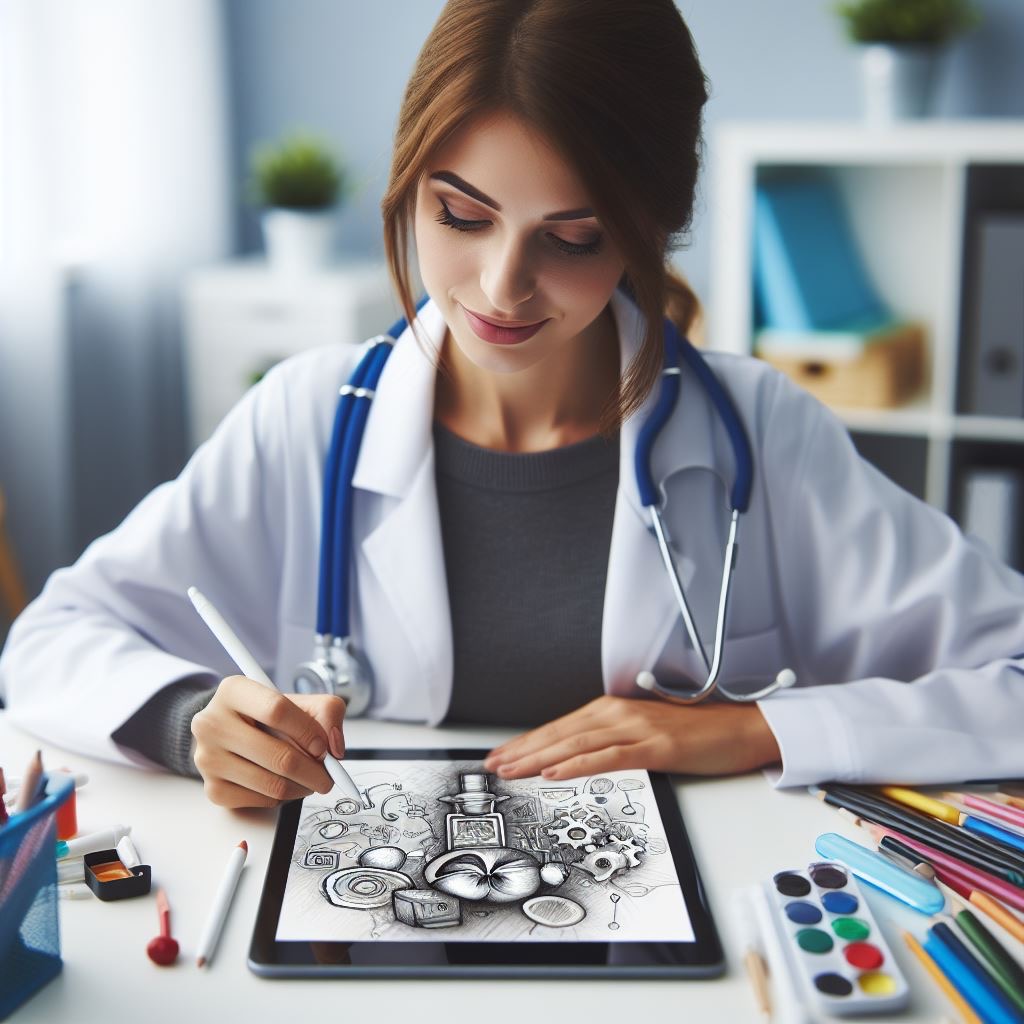 Female Doctor Sketching on iPad Pro